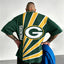 Green Bay Packers Radial Stripe Large G Logo Printed T-Shirt