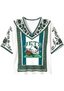 Women's Boho Floral New York Jets Hello Kitty Game Day V Neck Shirt