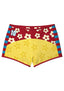 Cute Star Daisy Color Block Colombia Booty Shorts