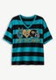 Women's Peace Love Jacksonville Jaguars Football Striped V Neck T-Shirt