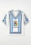 Boho Floral Border Coventry City V-Neck Blouse