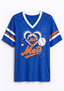 Women New York Mets Heart Baseball Graphic V-Neck T-Shirt