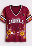 Women's Arizona Cardinals Yellow Floral V-Neck T-Shirt