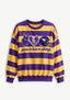 Women's Peace Love Minnesota Vikings Striped Crewneck Sweatshirt