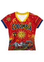 Colombia Culture All Over Print Red Baby Tee