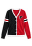 Women's Atlanta Falcons Color Block Scalloped Trim V-Neck Button Cardigan