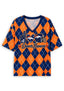 Women's Chicago Bears Argyle #1 Fan Heart Helmet V-Neck T-Shirt