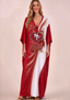 Women's San Francisco 49ers Floral V-Neck Kaftan Maxi Dress