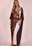 Women's Cleveland Browns Floral V-Neck Kaftan Maxi Dress