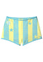 Light Blue Yellow Striped Floral Booty Shorts