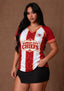 Women's Kansas City Chiefs Floral Baroque Striped V-Neck T-Shirt