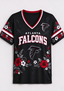 Women's Atlanta Falcons Red Floral V-Neck T-Shirt