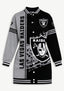 Women's Las Vegas Raiders Split Color Block Button Down Jacket Dress