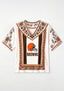 Boho Orange Floral Cleveland Browns V-Neck Blouse