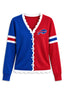 Women's Buffalo Bills Color Block Scalloped Trim V-Neck Button Cardigan