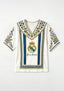 Boho Floral Border Print Featuring Real Madrid V-Neck Blouse