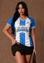 Women's Los Angeles Chargers Floral Baroque Striped V-Neck T-Shirt