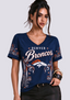 Women's Denver Broncos Paisley Pattern V-Neck T-Shirt