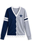 Women's Dallas Cowboys Color Block Scalloped Trim V-Neck Button Cardigan