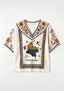 Boho Colombia Ethnic Map Floral V-Neck Blouse