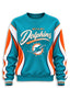 Women's Miami Dolphins Crewneck Sweatshirt & Flared Pants 2 Piece Set