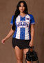 Women's New York Giants Floral Baroque Striped V-Neck T-Shirt