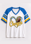 Women Los Angeles Chargers Heart Graphic V-Neck Fan T-Shirt