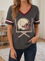 Women's Football Fan Helmet Goalpost Printed Waffle Knit Top