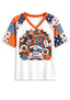 Women's Denver Broncos Patchwork Sleeve V-Neck Raglan T-Shirt