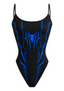 Neon Blue Cyber Spider One Piece Bathing Suit
