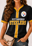 Women Pittsburgh Steelers Print Game‑Day V‑Neck T‑Shirt