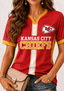 Women Kansas City Chiefs Logo Print Game‑Day V‑Neck T‑Shirt