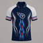 Tennessee Titans Tribal Flame Graphic Print Raglan Striped Polo Shirt