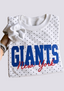 Women's New York Giants White Polka Dot Crewneck Sweatshirt
