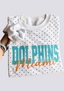 Women's Miami Dolphins White Polka Dot Crewneck Sweatshirt