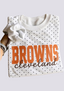 Women's Cleveland Browns White Polka Dot Crewneck Sweatshirt