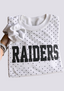 Women's Las Vegas Raiders White Polka Dot Crewneck Sweatshirt