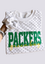Women's Green Bay Packers White Polka Dot Crewneck Sweatshirt
