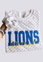 Women's Detroit Lions White Polka Dot Crewneck Sweatshirt