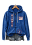 New York Giants Women Heart Football Graphic Zip Up Hoodie