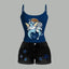Dallas Cowboys X Pokémon Bodysuit & Stretch Black Denim Shorts Two-Piece Set