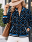Women's Carolina Panthers Argyle Print Zip Up Varsity Jacket