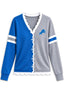 Women's Detroit Lions Color Block Scalloped Trim V-Neck Button Cardigan
