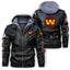 Men’s Washington Football Team Graphic PU Faux Leather Hooded Jacket