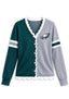 Women's Philadelphia Eagles Color Block Scalloped Trim V-Neck Button Cardigan