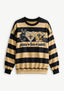 Women's Peace Love New Orleans Saints Striped Crewneck Sweatshirt
