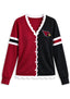 Women's Arizona Cardinals Color Block Scalloped Trim V-Neck Button Cardigan