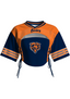 Chicago Bears Women Lace Up Cutout Cropped NFL Mesh Jersey