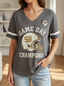 Women's Football Game Day 58 Helmet Graphic Printed Waffle Top