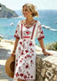 Kansas City Chiefs Boho Red Floral Maxi Dress